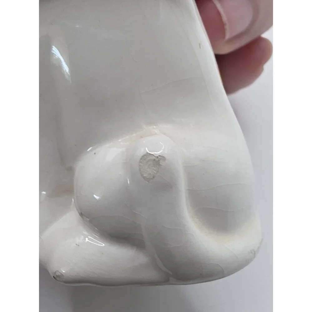 Vintage 1950s White Porcelain Dogs Figurine Collectible Small Chips See Pics